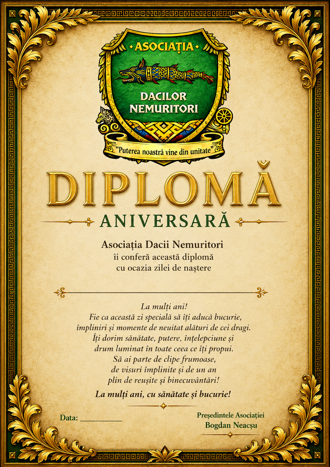 Diploma Aniversară ADN